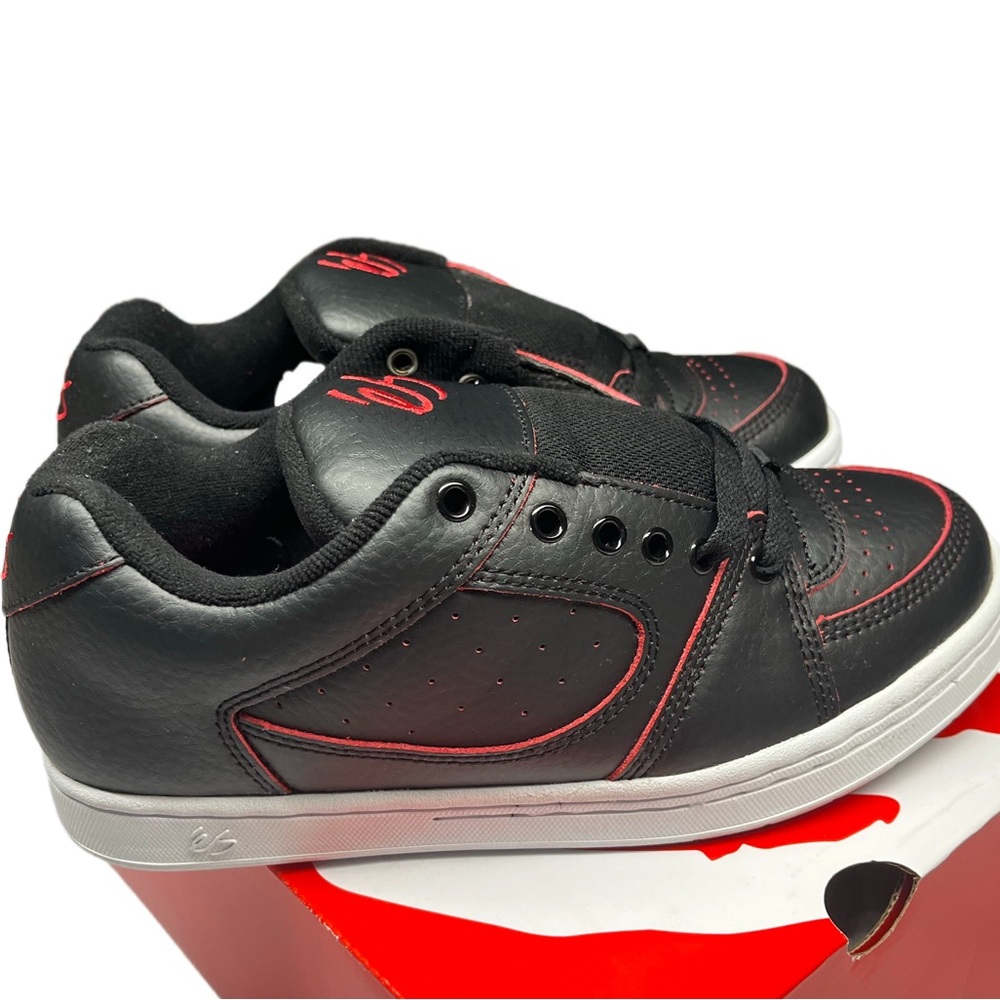 ES ACCEL OG retro black and red all leather chunky skateboarding shoes - Picture 9 of 11